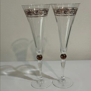 Vintage Godiva Millennium 2000 Crystal Champagne Flutes set of 2
New